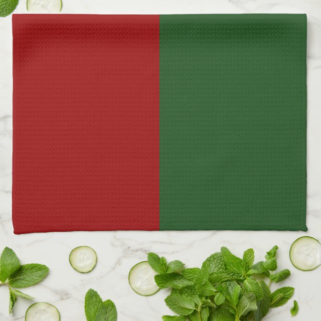 Red and Green Rectangles Tea Towel (Folded)