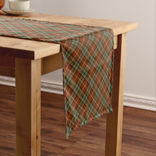 Red and Green Rustic Diagonal Plaid Long Table Runner
