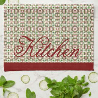 Red and Green Scandi Inspired Print Kitchen Towel