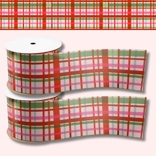 Red And Green Scottish Christmas Tartan Satin Ribbon