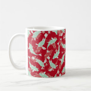 Red and Green Seamless Pattern - Koi Fish Coffee Mug