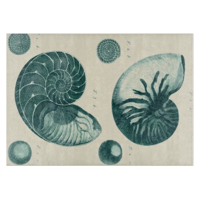 Red and Green Seashell Art Cutting Board (Front)