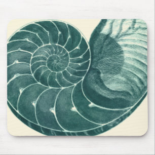 Red and Green Seashell Art Mouse Pad