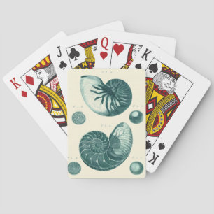 Red and Green Seashell Art Playing Cards