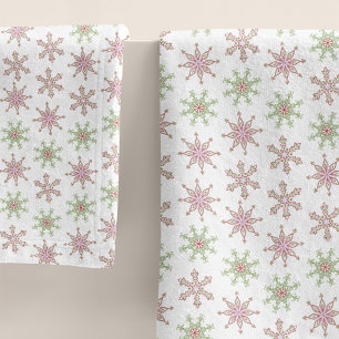 Red and Green Snowflake Christmas Pattern Bath Towel Set