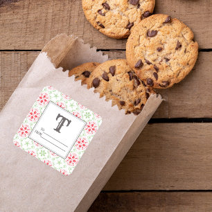 Red and Green Snowflake Christmas  Square Sticker