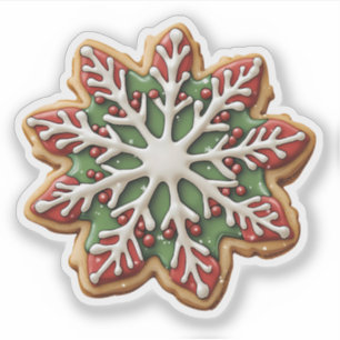 Red and Green Snowflake Cookie