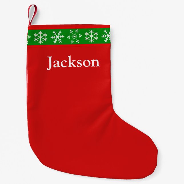 Red and Green Snowflake Stocking (Front)