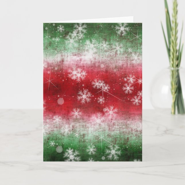 Red and Green Snowflakes Holiday Card (Front)