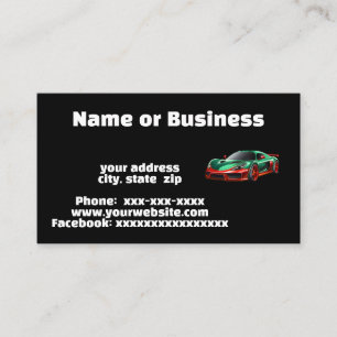 Red and green sports car business card