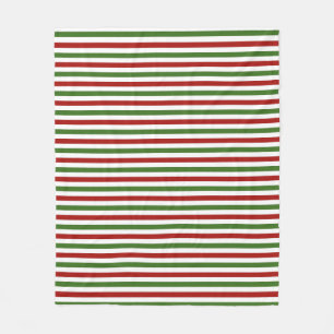 Red and Green Stripe Christmas Fleece Blanket
