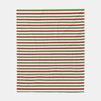 Red and Green Stripe Christmas Fleece Blanket