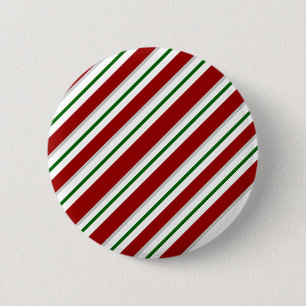 Red and Green Stripes 6 Cm Round Badge