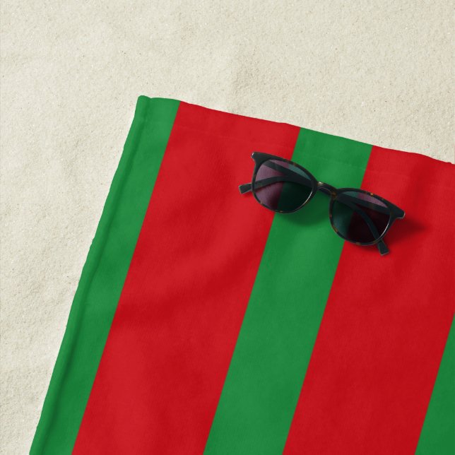 Red and green stripes beach towel (In Situ)