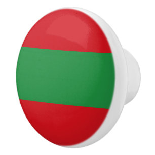 Red and green stripes ceramic knob