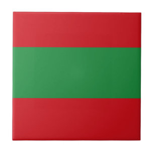 Red and green stripes ceramic tile