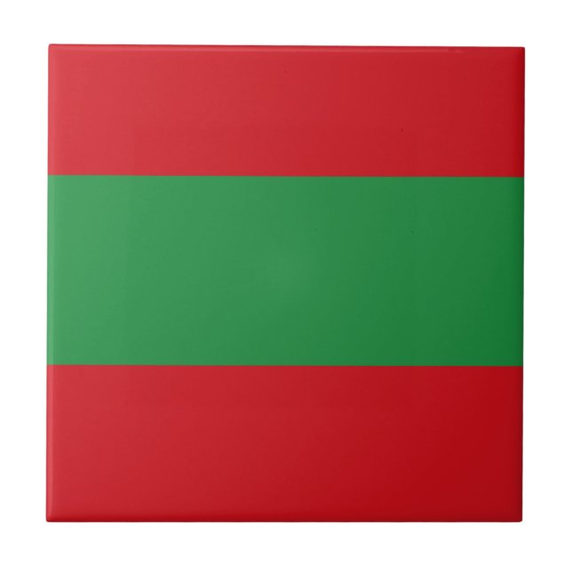 Red and green stripes ceramic tile (Front)