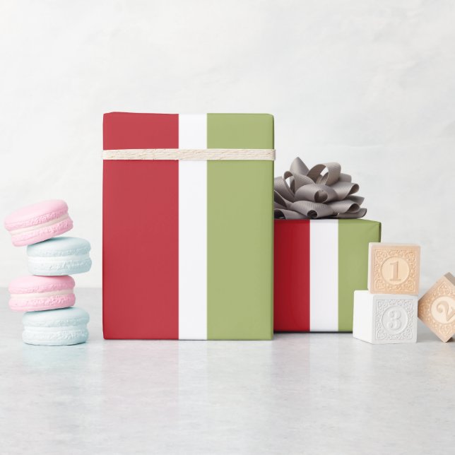 Red and Green Stripes Christmas Gift Wrapping Paper (Baby Shower)