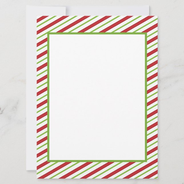 Red and green stripes Christmas stationery Holiday Card (Front)