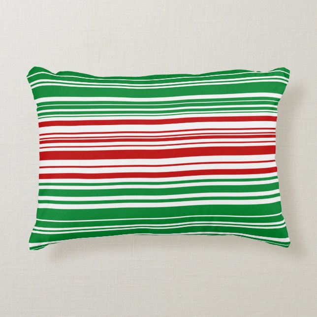 Red and Green Stripes Decorative Cushion (Front)
