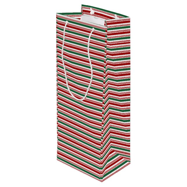 Red and Green Stripes Design Gift Bag (Back Angled)