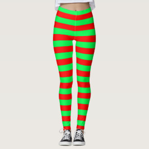 Red and Green Stripes Design Leggings