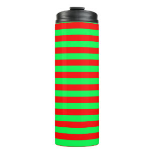 Red and Green Stripes Design Thermal Tumbler