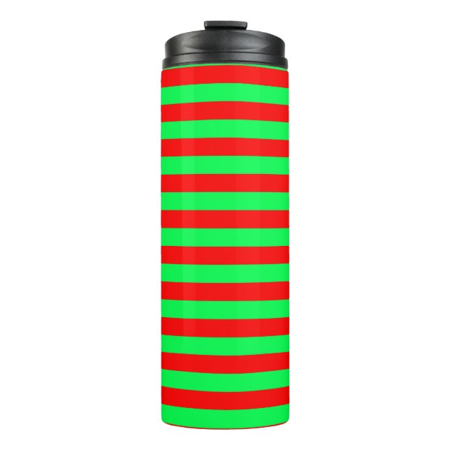 Red and Green Stripes Design Thermal Tumbler (Front)