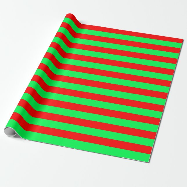 Red and Green Stripes Design Wrapping Paper (Unrolled)