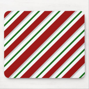 Red and Green Stripes Mouse Pad