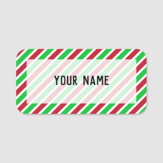 Red and Green Stripes Name Tag