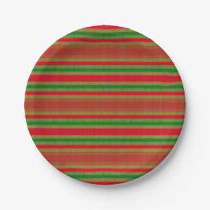 Red and Green Stripes Paper Plate