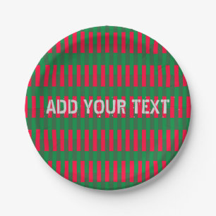 Red and Green Stripes Paper Plate