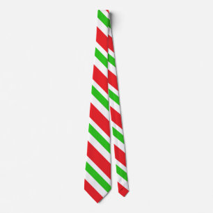 Red and Green Stripes Pattern Tie