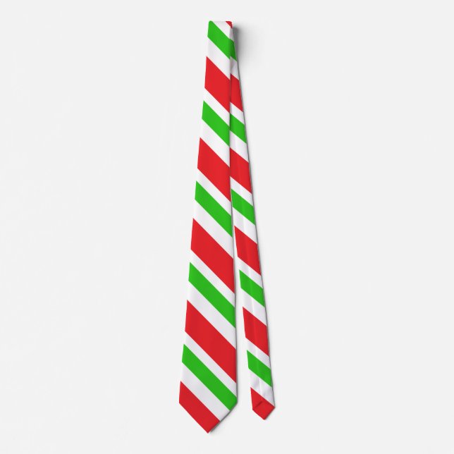Red and Green Stripes Pattern Tie (Front)