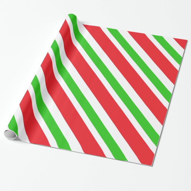 Red and Green Stripes Pattern Wrapping Paper (Unrolled)