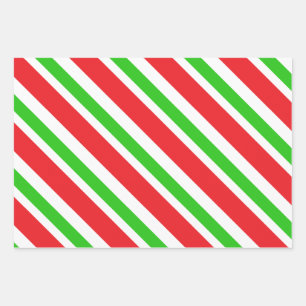 Red and Green Stripes Pattern Wrapping Paper Sheet