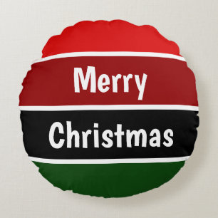 Red And Green Stripes Round Cushion