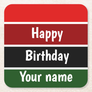 Red And Green Stripes Square Paper Coaster