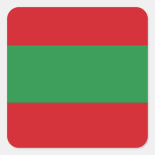 Red and green stripes square sticker