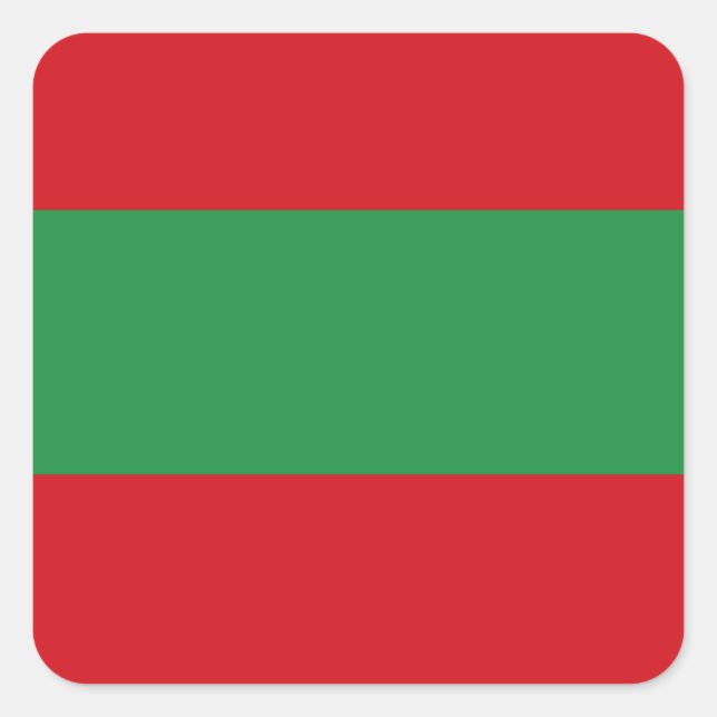 Red and green stripes square sticker (Front)