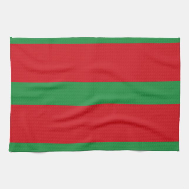 Red and green stripes tea towel (Horizontal)