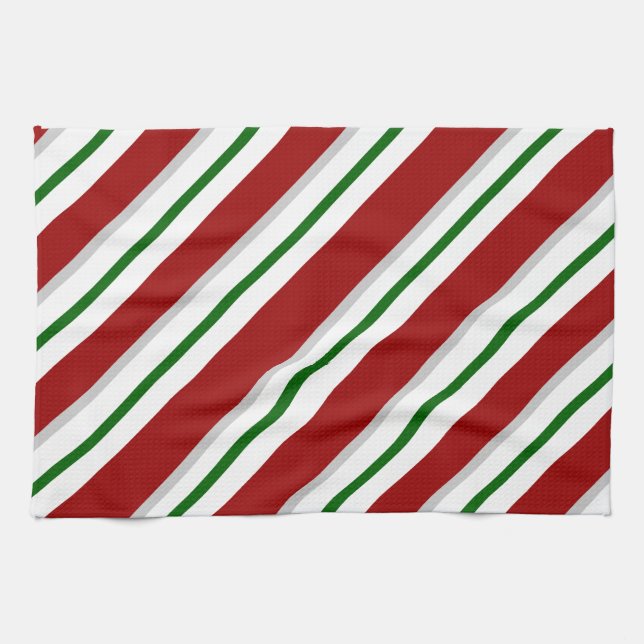 Red and Green Stripes Tea Towel (Horizontal)