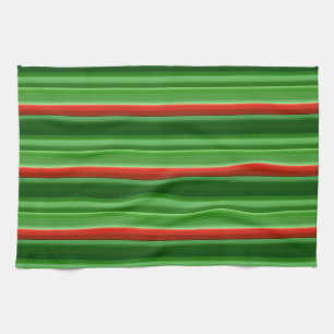 Red and Green Stripes Tea Towel