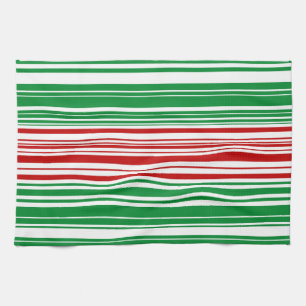 Red and Green Stripes Tea Towel
