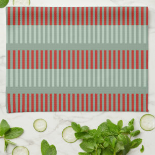 Red and Green Stripes Tea Towel