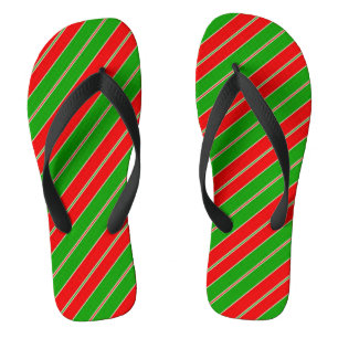 Red and Green Stripes Thongs