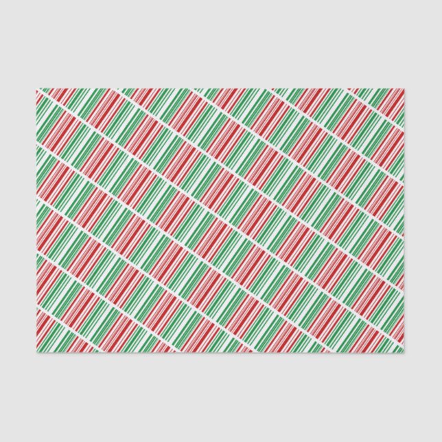 Red and Green Stripes  Tissue Paper (Front)