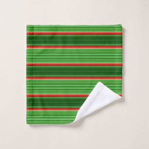 Red and Green Stripes Wash Cloth