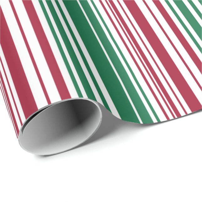 Red and Green Stripes  Wrapping Paper (Roll Corner)
